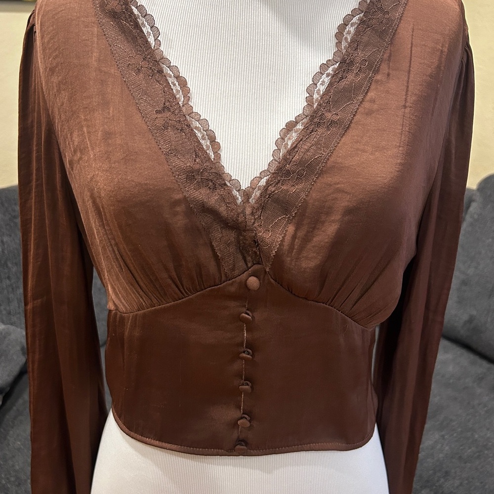 brown lace blouse